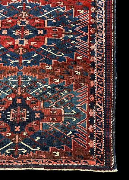 Antique Hand-Knotted Wool Rug Caucasian Kazak Tribal Design in Pink 3'6 x 5'1 I Got Rugs