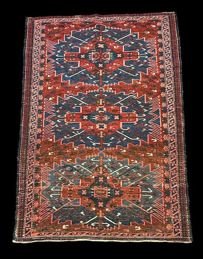 Antique Hand-Knotted Wool Rug Caucasian Kazak Tribal Design in Pink 3'6 x 5'1 I Got Rugs