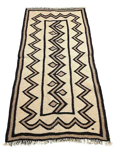 Handmade Vintage Wool Runner Rug Navajo Style Brown/ Beige 3'3 x 6'3 - I Got Rugs Handmade Vintage Wool Runner Rug Navajo Style Brown/ Beige 3'3 x 6'3 I Got Rugs Handmade Vintage I Got Rugs  320.00