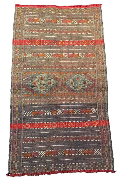 Handmade Vintage Rug 100% Wool Turkish Geometric/ Diamond Design 2'3 x 4'1 I Got Rugs