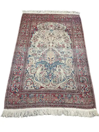 Hand-Knotted Antique Persian Kashan Wool Rug Red Floral Design 4'7 x 7' - I Got Rugs Hand-Knotted Antique Persian Kashan Wool Rug Red Floral Design 4'7 x 7' I Got Rugs Handmade Vintage I Got Rugs  2200.00