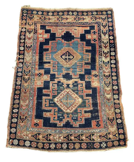 Hand-Knotted Antique Persian Wool Rug Tribal Design 4'3 x 6'1 Orange - I Got Rugs Hand-Knotted Antique Persian Wool Rug Tribal Design 4'3 x 6'1 Orange I Got Rugs Handmade Vintage I Got Rugs  1450.00