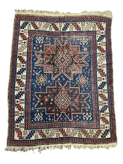 Hand-Knotted Antique Shirvan Wool Rug Blue 3'7 x 4'8 - I Got Rugs Hand-Knotted Antique Shirvan Wool Rug Blue 3'7 x 4'8 I Got Rugs Handmade Vintage I Got Rugs  1150.00