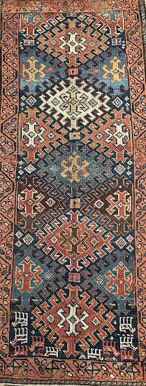 Handmade Antique Wool Caucasian Rug Peach Tribal Pattern 3'7 x 6'4 - I Got Rugs Handmade Antique Wool Caucasian Rug Peach Tribal Pattern 3'7 x 6'4 I Got Rugs Handmade Vintage I Got Rugs  990.00