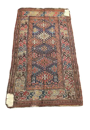 Handmade Antique Wool Caucasian Rug Peach Tribal Pattern 3'7 x 6'4 - I Got Rugs Handmade Antique Wool Caucasian Rug Peach Tribal Pattern 3'7 x 6'4 I Got Rugs Handmade Vintage I Got Rugs  990.00