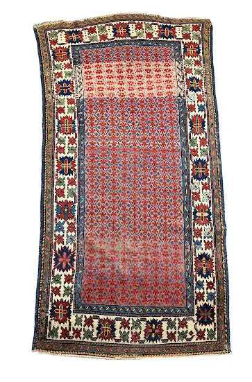 Handmade Antique Wool Caucasian Rug Pink Tribal Pattern 3'2 x 6' - I Got Rugs Handmade Antique Wool Caucasian Rug Pink Tribal Pattern 3'2 x 6' I Got Rugs Handmade Vintage I Got Rugs  2200.00