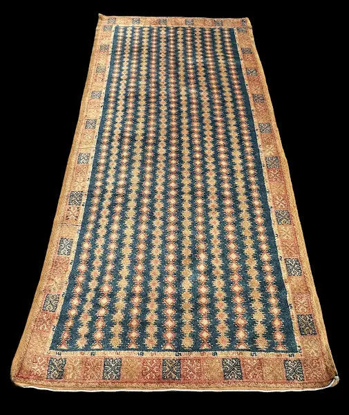 Hand-Knotted Vintage Wool Rug Blue/Orange Persian Shiraz Oriental Design 5' x 10'5 I Got Rugs