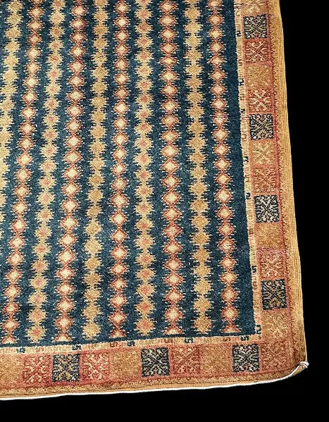 Hand-Knotted Vintage Wool Rug Blue/Orange Persian Shiraz Oriental Design 5' x 10'5 I Got Rugs