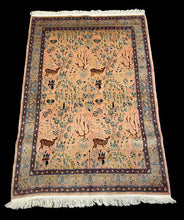 Load image into Gallery viewer, Vintage Hand-Knotted Rug Persian Silk Tabriz Tree Of Life Pictorial 3&#39;6 x 5&#39;1
