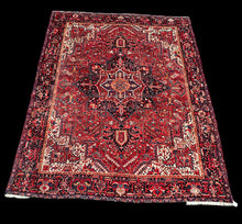 Load image into Gallery viewer, Hand-Knotted Vintage Wool Rug Red Persian Heriz Design 9’2 x 11’3
