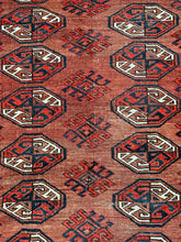 Load image into Gallery viewer, Hand-Knotted Vintage Wool Rug Persian Turkmen Red Oriental Pattern 2&#39;10 x 4&#39;6
