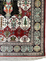 Load image into Gallery viewer, Hand-Knotted Vintage Persian Tabriz Silk Rug Red 3&#39;4 x 4&#39;11
