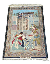 Load image into Gallery viewer, Handmade Vintage Silk Rug Persian Isfahan Pictorial Design 2&#39;10 x 4&#39;2
