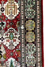 Load image into Gallery viewer, Hand-Knotted Vintage Persian Tabriz Silk Rug Red 3&#39;4 x 4&#39;11
