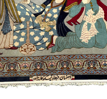 Load image into Gallery viewer, Handmade Vintage Silk Rug Persian Isfahan Pictorial Design 2&#39;10 x 4&#39;2
