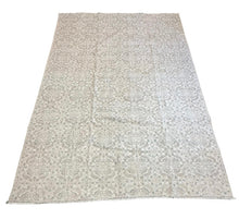 Load image into Gallery viewer, Handmade Vintage Wool Rug Turkish Needlepoint Floral Design Ivory 8&#39;4 x 11&#39;8
