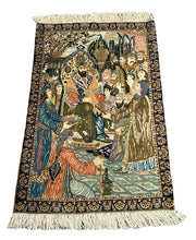 Load image into Gallery viewer, Handmade Vintage Silk Rug Persian Isfahan Pictorial Design 3&#39;2 x 4&#39;10
