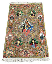 Load image into Gallery viewer, Handmade Vintage Silk Rug Persian Tabriz Pictorial Design 3&#39;8 x 5&#39;9
