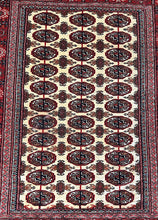 Load image into Gallery viewer, Hand-Knotted Vintage Persian Wool Rug Turkoman Style Red 3&#39;9 x 4&#39;10
