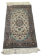 Load image into Gallery viewer, Hand-Knotted Vintage Silk Rug Persian Tabriz Oriental Design 3&#39;1 x 5&#39;3
