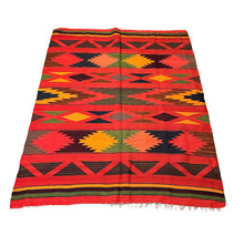 Load image into Gallery viewer, Handmade Vintage Wool Rug Afghan Kilim Diamond Design Red 4&#39;8 x 5&#39;10
