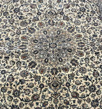 Load image into Gallery viewer, Hand-Knotted Vintage Wool Rug Persian Kashan Ivory Floral Pattern 9’8 x 13’2
