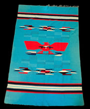 Load image into Gallery viewer, Hand-Knotted Vintage Wool Rug Blue Native American Chamayo Design  4&#39;3 x 6&#39;8
