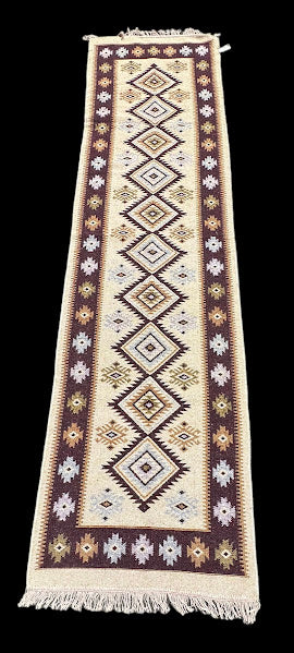 Handmade Vintage Wool Rug Turkish Kilim Multicolor Tribal Design 2'6 x 9'5