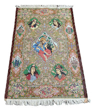 Load image into Gallery viewer, Handmade Vintage Silk Rug Persian Tabriz Pictorial Design 3&#39;8 x 5&#39;9
