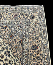 Load image into Gallery viewer, Hand-Knotted Vintage Wool Rug Persian Kashan Ivory Floral Pattern 9’8 x 13’2
