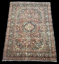 Load image into Gallery viewer, Hand-Knotted Vintage Wool Rug Colorful Persian Heriz Floral Design 4&#39;7 x 6&#39;1
