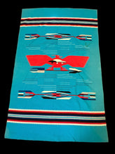 Load image into Gallery viewer, Hand-Knotted Vintage Wool Rug Blue Native American Chamayo Design  4&#39;3 x 7&#39;
