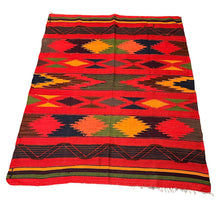 Load image into Gallery viewer, Handmade Vintage Wool Rug Afghan Kilim Diamond Design Red 4&#39;8 x 5&#39;10
