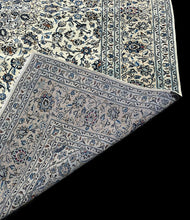 Load image into Gallery viewer, Hand-Knotted Vintage Wool Rug Persian Kashan Ivory Floral Pattern 9’8 x 13’2
