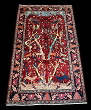 Load image into Gallery viewer, Vintage Hand-Knotted Wool Rug Red Afghan Tree of Life Pictorial Design 4&#39;4 x 7&#39;2
