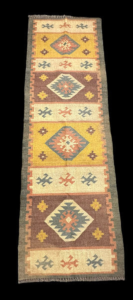 Hand-Knotted Vintage Wool Rug Turkish Kilim Tribal Runner 2'6 x 7'11