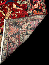 Load image into Gallery viewer, Vintage Hand-Knotted Wool Rug Red Afghan Tree of Life Pictorial Design 4&#39;4 x 7&#39;2
