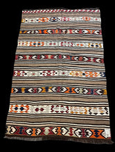 Load image into Gallery viewer, Vintage Hand-Knotted Wool Rug Colorful Turkish Striped Tribal Pattern 4&#39;3 x 6&#39;11
