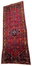 Load image into Gallery viewer, Hand-Knotted Vintage Persian Village Style Runner Rug Red 3&#39;4 x 8&#39;10
