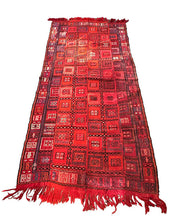 Load image into Gallery viewer, Handmade Antique Wool Rug Red Moroccan Berber Tribal Design  4&#39;4 x 9&#39;5
