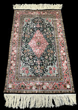 Load image into Gallery viewer, Vintage Hand-Knotted Rug Persian Silk Tabriz Pink Floral Design 4&#39; x 6&#39;4
