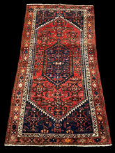 Load image into Gallery viewer, Vintage Hand-Knotted Wool Rug Persian Hamadan Red Oriental Pattern 3&#39;5 x 6&#39;5
