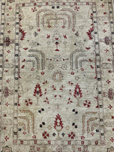 Load image into Gallery viewer, Hand-Knotted Vintage Wool Rug Beige Turkish Tree of Life Design 4&#39;1 x 6&#39;3
