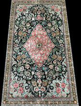 Load image into Gallery viewer, Vintage Hand-Knotted Rug Persian Silk Tabriz Pink Floral Design 4&#39; x 6&#39;4
