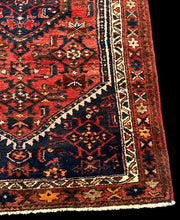 Load image into Gallery viewer, Vintage Hand-Knotted Wool Rug Persian Hamadan Red Oriental Pattern 3&#39;5 x 6&#39;5
