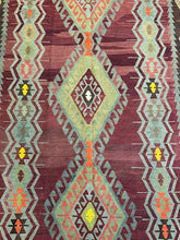 Load image into Gallery viewer, Vintage Hand-Knotted Wool Rug Turkish Oushak Green Geometric Design 7&#39;3 x 10&#39;11
