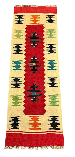 Handmade Vintage Rug Wool Turkish Kilim Multicolor Geometric Design 1'8 x 4'11