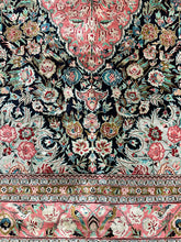 Load image into Gallery viewer, Vintage Hand-Knotted Rug Persian Silk Tabriz Pink Floral Design 4&#39; x 6&#39;4
