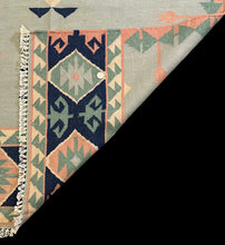 Load image into Gallery viewer, Hand-Knotted Vintage Wool Rug Blue Geometric Turkish Kilim 4&#39; x 5&#39;7
