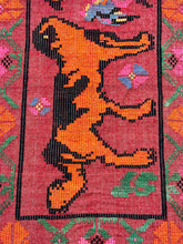 Load image into Gallery viewer, Handmade Vintage Wool Rug Turkish Colorful Cat Pictorial 2&#39;7 x 6&#39;2
